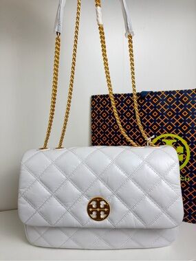 NWT Tory Burch Willa Quilted Leather Shoulder Bag with Gold Logo